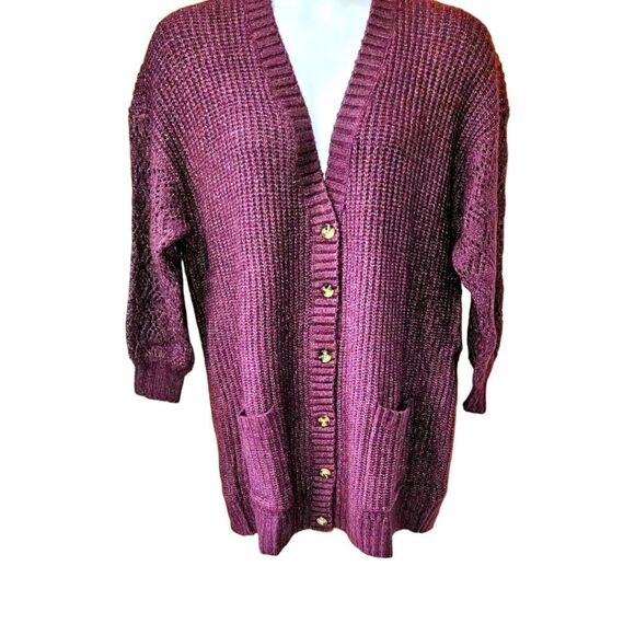 TORRID Winter Bloom Color Boyfriend Cardigan Pointelle Sleeve Sweater SIZE 2X - Picture 3 of 16